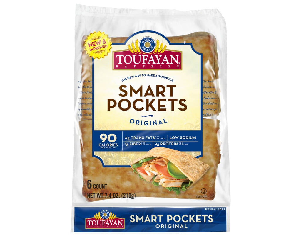 Toufayan Smart Pockets Original PLAIN WHITE Case: (12x7.4ozx6Loaf)