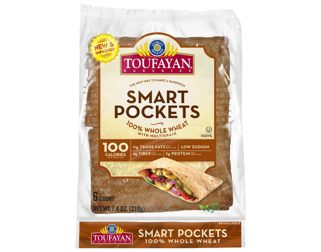 Toufayan Smart Pockets WHOLE WHEAT Case: (12x7.4ozx6Loaf)