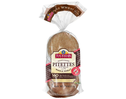 Toufayan Pitettes Whole Wheat – No Salt Case: (12x8ozx8Loaf)